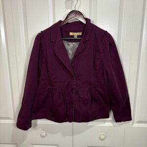 Motto Jacket Women L Boho Cottagecore Romanticcore Pleated Button Blazer Vintage